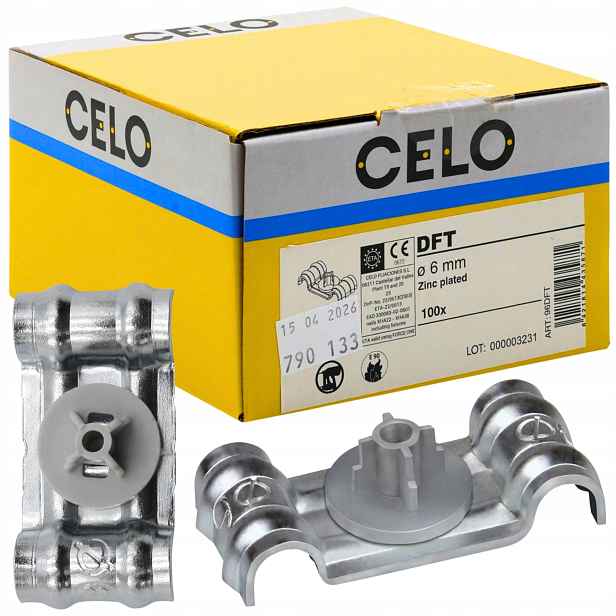 Dvojitý držák Celo 96DFT 6 mm E90 ocelový pro montáž kabelů trubek 100 kusů
