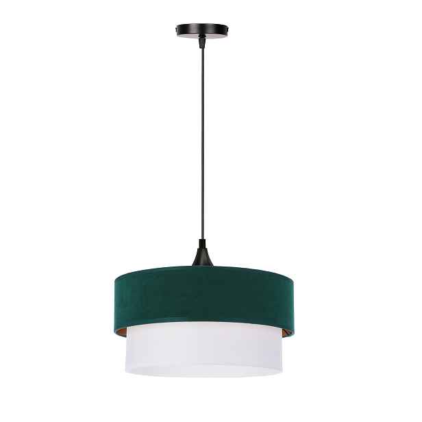 Elegantní lampa Dvojitý Abažur Velurový válec Zeleň Láhev Zlato Bílá