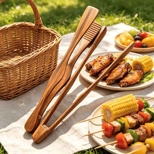 TEMU 2 ks Dřevěné křidélka na jídlo, nenabarvené, nepatínované, proti opaření, protiskluzové křidélka na chléb, kuchyňské BBQ, pečení, salát, steak,