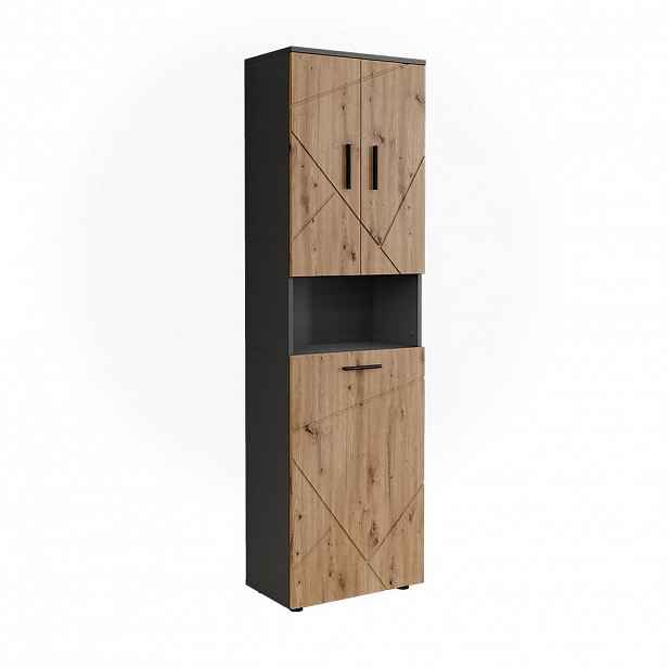 Vicco VYSOKÉ SKŘÍŇKY Irma, Antracit/Zlatý mocný dub, 50 x 172 cm se 3 dveřmi