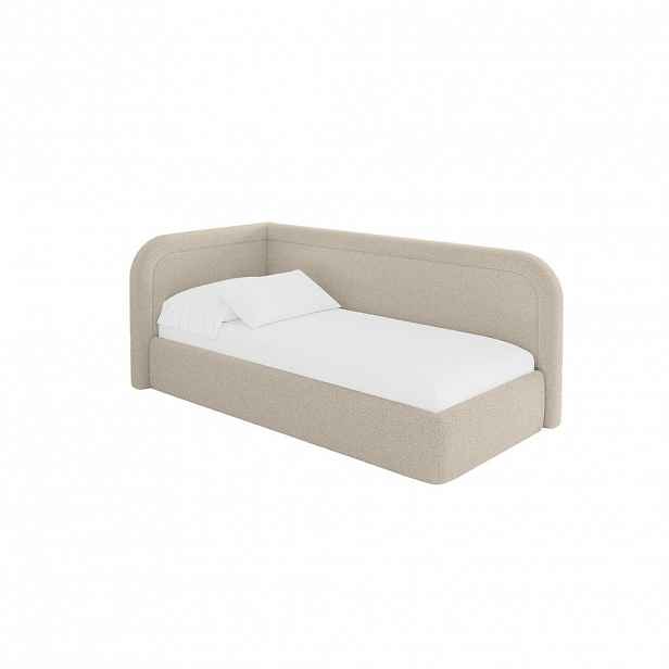ALTDECOR JEDNOLŮŽKOVÁ POSTEL pro mládež s úložným prostorem, vpravo - JOVY 90x200 tmavě béžová