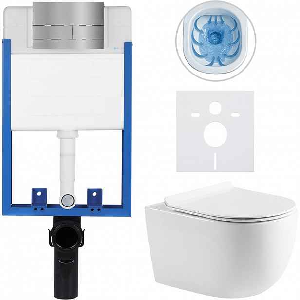 Kompletní WC set Profi/Felci - bílá lesklá - WC tlačítko Line/Tmavě šedá - pro zazdění - 52,5x36 cm