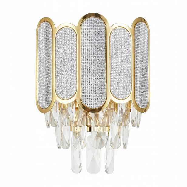 Nástěnné svítidlo Zlaté krystaly 2 světelné body Půlkruhové Elegantní E14 Toolight