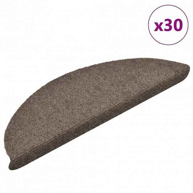 vidaXL Schodové rohože samolepicí 30 ks 56 x 17 x 3 cm béžové půlkulaté