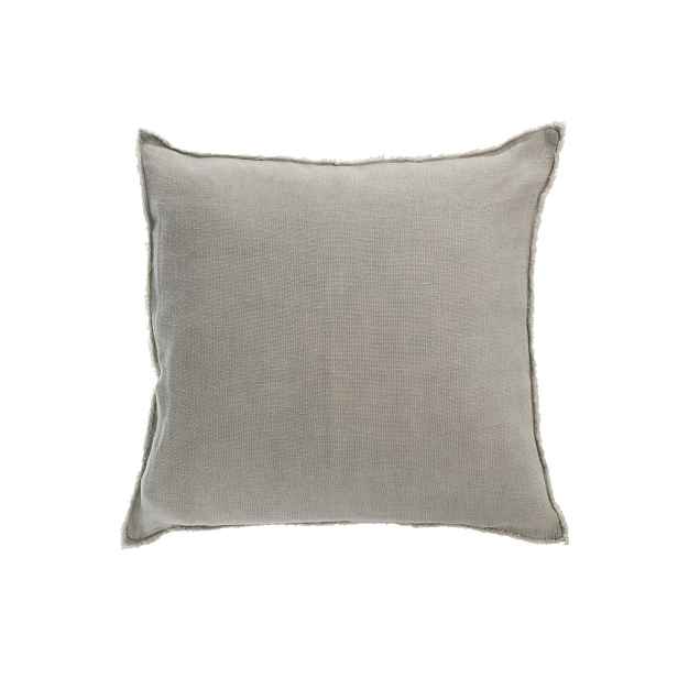 Zelený opraný lněný polštář s třásněmi Stonewashed - 45*10*45 cm J-Line by Jolipa