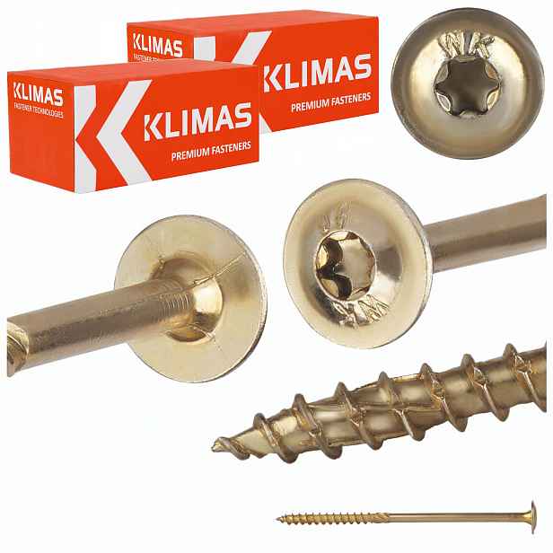 Tesařské vruty Torx 10x200 mm 50 ks talířové na dřevo Klimas Wkcp