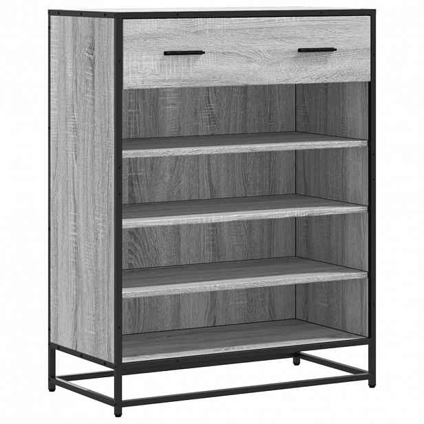 vidaXL Botník šedý sonoma 75 x 38 x 97,5 cm kompozitní dřevo a kov