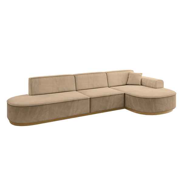ALTDECOR ROHOVÁ SEDAČKA s otomanem, pravá MARI-L2-v2 328x171x83 Béžová Velur
