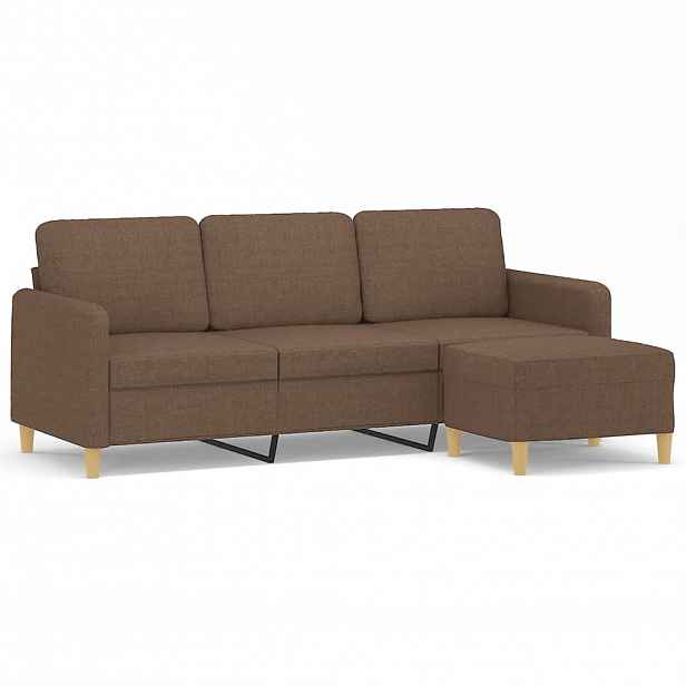 vidaXL 3místná pohovka s podnožkou hnědá 180 cm textil