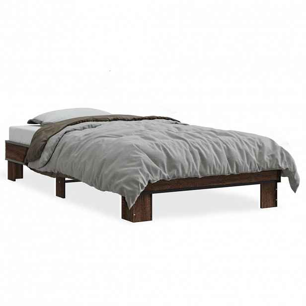 vidaXL Rám postele hnědý dub 100 x 200 cm kompozitní dřevo a kov