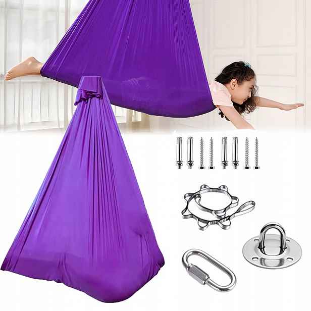 Houpací síť na jógu 280 x 150 cm odolný nylon, pro cvičení a protahování 150 kg