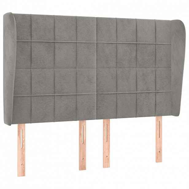 vidaXL Čelo postele typu ušák světle šedé 147x23x118/128 cm samet