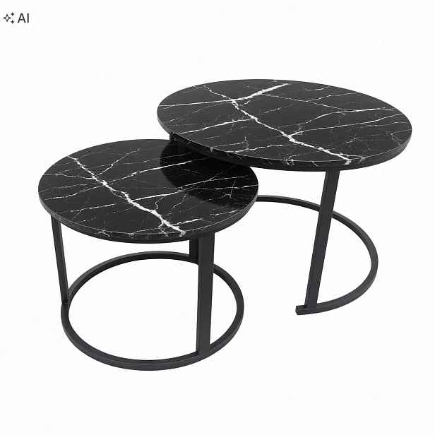 Set 2x Konferenční Stolek do obývacího pokoje Kulaté pomocné stolky Moderní