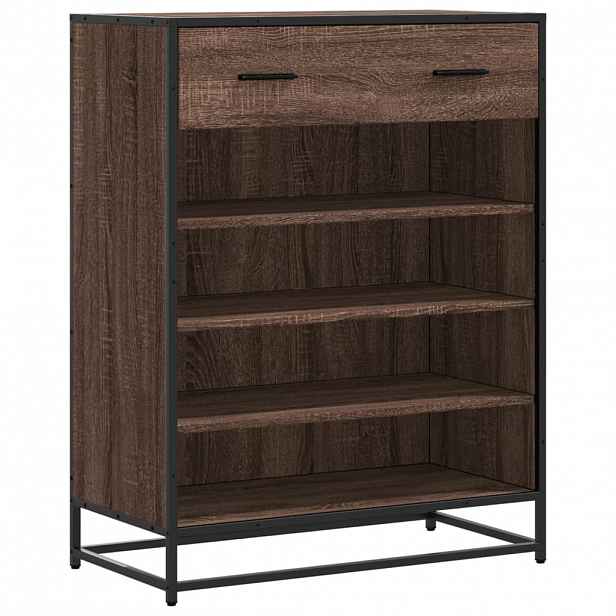 vidaXL Botník hnědý dub 75 x 38 x 97,5 cm kompozitní dřevo a kov
