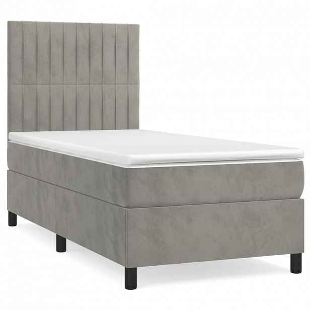 vidaXL Box spring postel s matrací světle šedá 80 x 200 cm samet