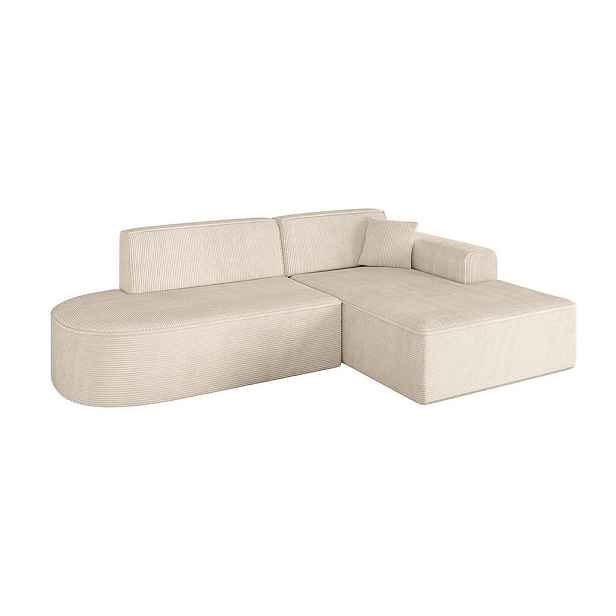 ALTDECOR ROHOVÁ SEDAČKA s otomanem, pravá IREA-L1-v3 232x165x77 Béžová Manšestr