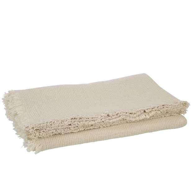 Béžový mušelínový pléd s třásněmi Muslin - 130*180 cm J-Line by Jolipa