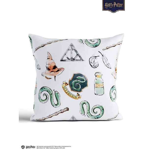 MKLuzkoviny.cz Povlak na polštář mikroplyš Harry Potter 40 x 40 cm - Zmijozel bílé L02