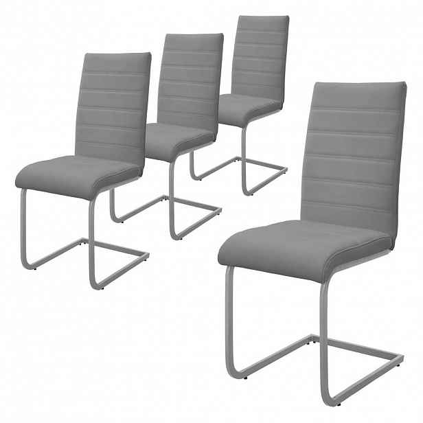 ML-DESIGN SADA 4 křesel na kloubové noze, šedá umělá kůže