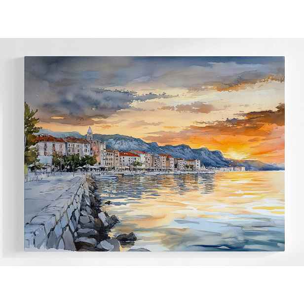 Plakát Krajina Chorvatsko Západ Slunce Městečko 100x75