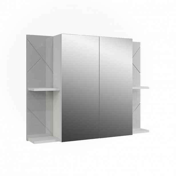 Vicco KOUPELNOVÁ SKŘÍŇKA SE ZRCADLEM Irma Bílá/bílý vysoký lesk 100 x 75 cm se 2 dveřmi