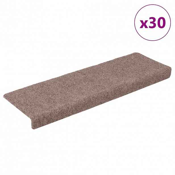 vidaXL Schodové rohože samolepicí 30 ks 65 x 21 x 4 cm světle hnědé s obdélníkovým okrajem