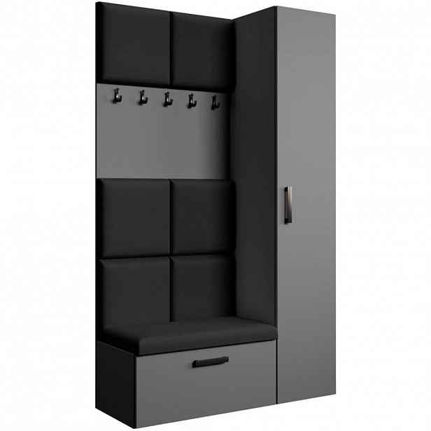 Beautysofa PŘEDSÍŇOVÁ sestava Margaret I+IV 121/203/43 s čalouněnými panely, grafitová|černá
