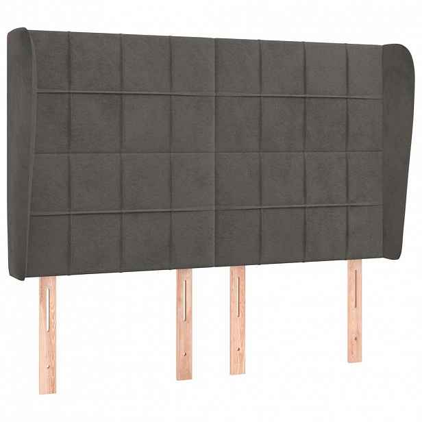 vidaXL Čelo postele typu ušák tmavě šedé 147x23x118/128 cm samet