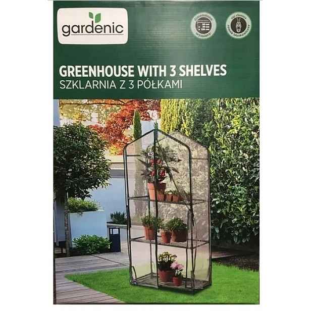 Gardenic Mini pařeniště balkonové zahradní 3 police 59x39x126 cm se zámkem