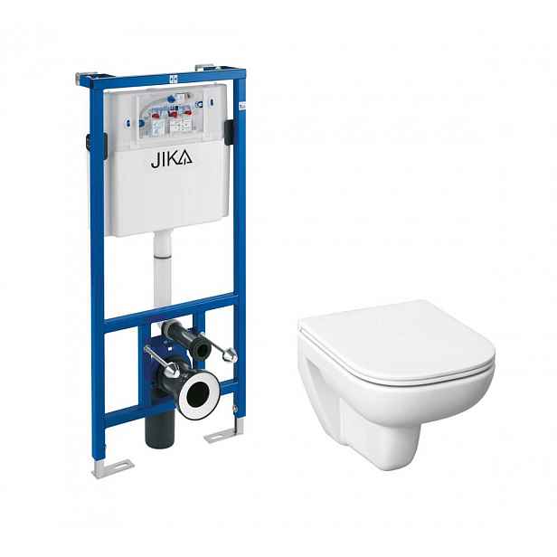 Jika Deep - Set předstěnové instalace a závěsného klozetu, Rimless, DualFlush, bílá H6006140000002