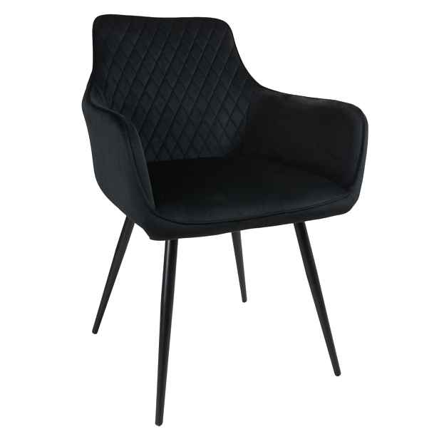 Křeslo Dankor Design Lizbona, černý velur, černé nohy
