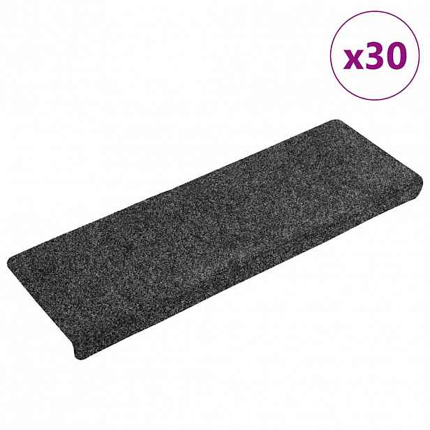 vidaXL Schodové rohože samolepicí 30 ks 65 x 21 x 4 cm tmavě šedé s obdélníkovým okrajem
