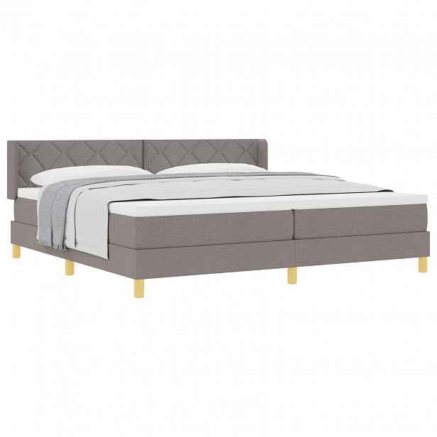 vidaXL Postel s boxspringem s čelo Taupe 200 x 200 cm textil
