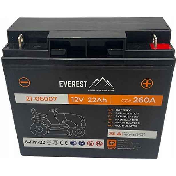 Akumulátor 12V 22Ah 260A 180x75x170mm bezúdržbový Everest