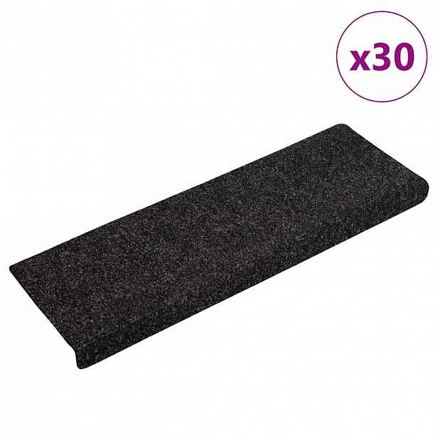 vidaXL Schodové rohože samolepicí 30 ks 65 x 21 x 4 cm černé s obdélníkovým okrajem