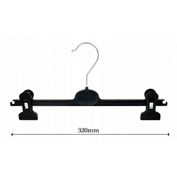 Věšák na oblečení žabka černá plast 32cm/50 Ks