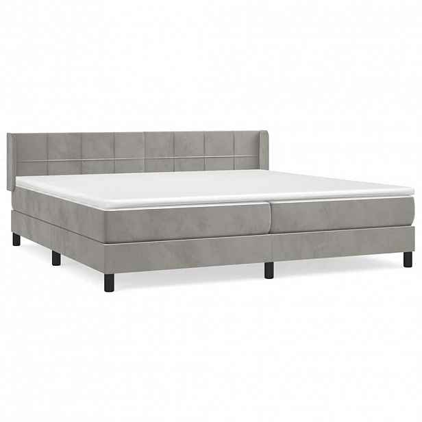 vidaXL Box spring postel s matrací světle šedá 200x200 cm samet