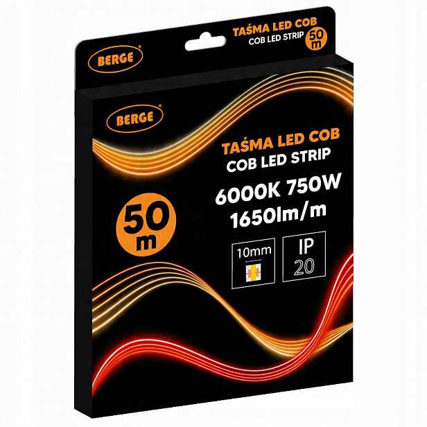 Led pásek Cob Neon 12V 50 m Velký válec 528 diod 15W 1650lm 6000K Studený 10mm