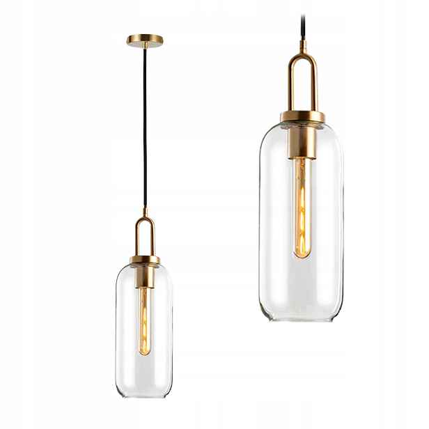 Závěsná Stropní Lampa Lustr E27 Skleněná Tuba