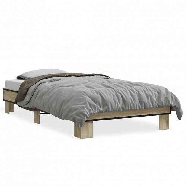 vidaXL Rám postele dub sonoma 75 x 190 cm kompozitní dřevo a kov