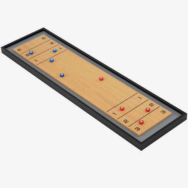 přenosný stůl 114 CM pro shuffleboarding a curling 2 v 1 s 8 disky