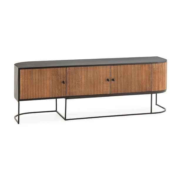 TV stolek z mangového dřeva v přírodní barvě 160x55x40 cm Curve – MOME