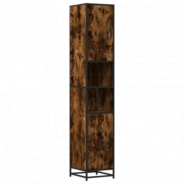 vidaXL Koupelnová skříňka kouřový dub 35x37,5x188,5 cm kompozit a kov