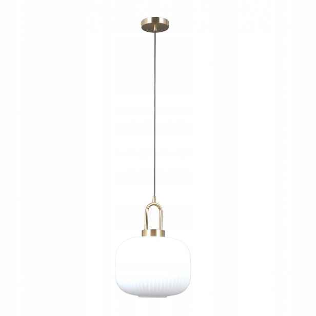 Závěsné Led svítidlo Zlatá kovová opálová lampa Fosse 1xE27 Moderní