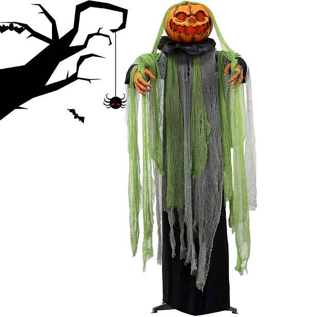 Animovaná dýně Dekorace na Halloween Zvuk Led Snímač Zahrada Dům 188 cm