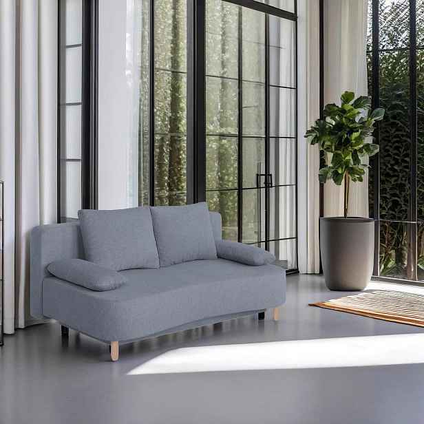 P & B ROZKLÁDACÍ POHOVKA, textil, kompozitní dřevo, tmavě šedá
