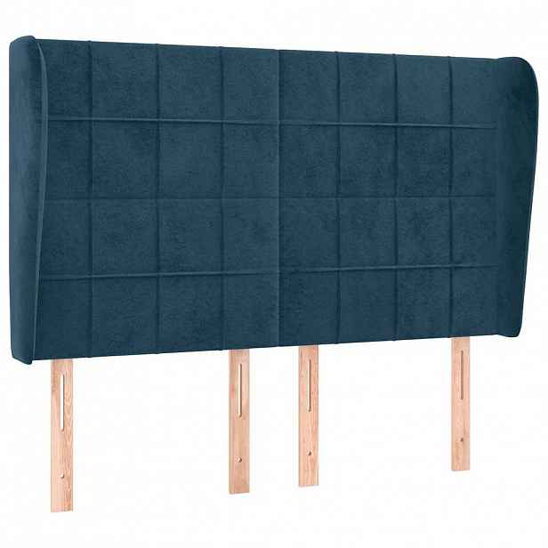 vidaXL Čelo postele typu ušák tmavě modrá 147x23x118/128 cm samet