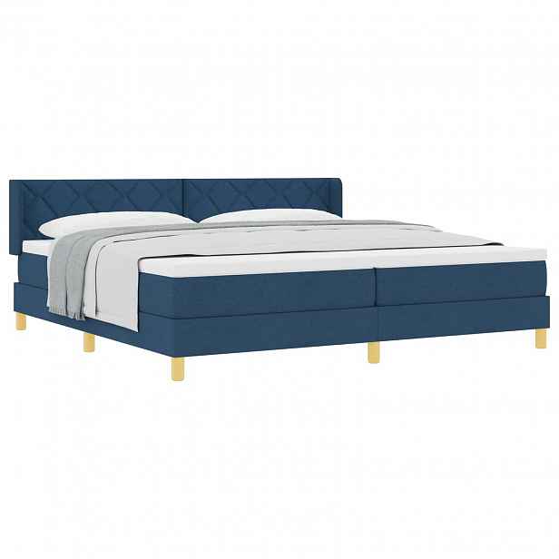 vidaXL Postel s boxspringem s čelo Modrá 200 x 200 cm textil
