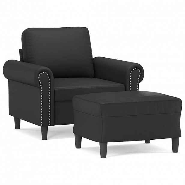vidaXL Křeslo s podnožkou černé 60 cm umělá kůže