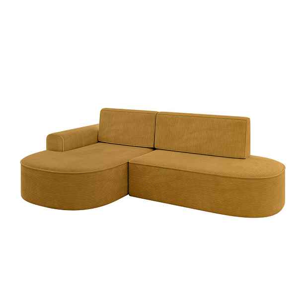 ALTDECOR ROHOVÁ SEDAČKA s funkcí spaní a otomanem, levá MARI-L1-S 283x167x85 Hořčicová Manšestr